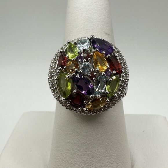 NWOT Multi gemstone cocktail ring in stamped sterling silver! - Picture 13 of 16